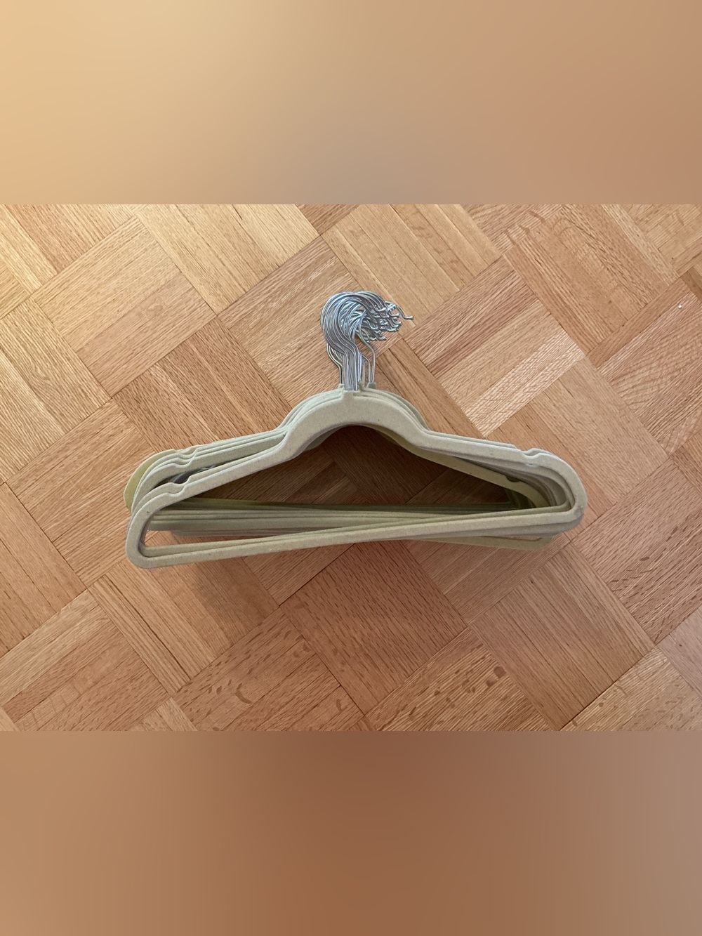 Velvet Non-Slip Closet Hangers - Beige (Set of 34)